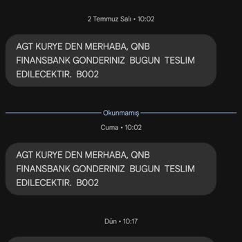AGT Kurye (aynigunteslim.com) 16 Gündür Teslim Edilemeyen Gönderi