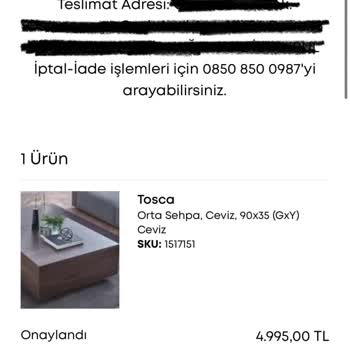 Enza Home'dan Yapmış Olduğum Sehpa Siparişi Gecikmesi Ve İlgisizliği