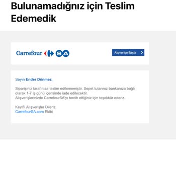 Carrefour Ürün İptal Ücreti Ödemedi