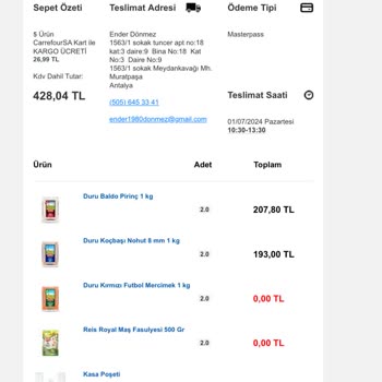 Carrefour Ürün İptal Ücreti Ödemedi
