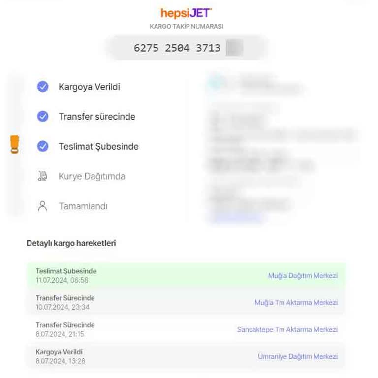 hepsiJET Muğla Yöresini Gezen Dolaşan Ama Teslim Edilemeyen Kargo