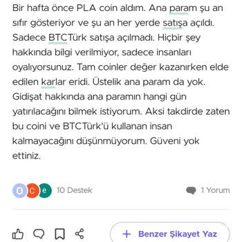 BTCTURK Uygulamasında Yatırım Sorunu