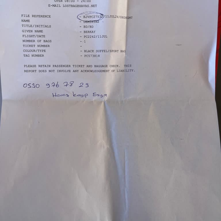Pegasus Bagajım Kayıp Ve Dönüş Yok