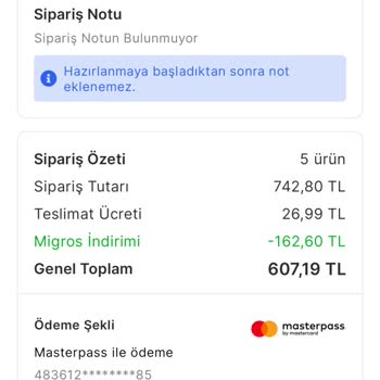 Migros Ürün Geç Teslimat