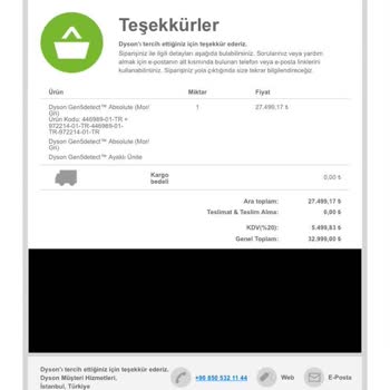 Dyson Turkey Kampanyalı Ürün İptali Hk.