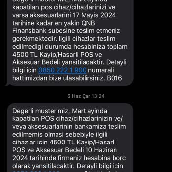 QNB Finansbank Pos Cihazı İade Ücreti