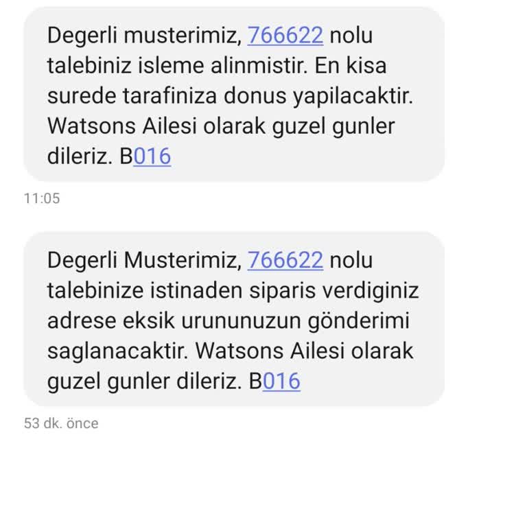 Watsons İade/eksik Ürün/müşteri Hizmetleri