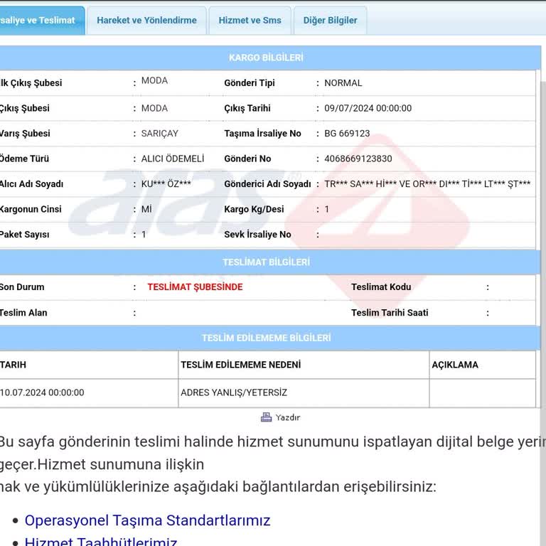 Aras Kargo Çanakkale Adrese Teslimat Yapmıyor!