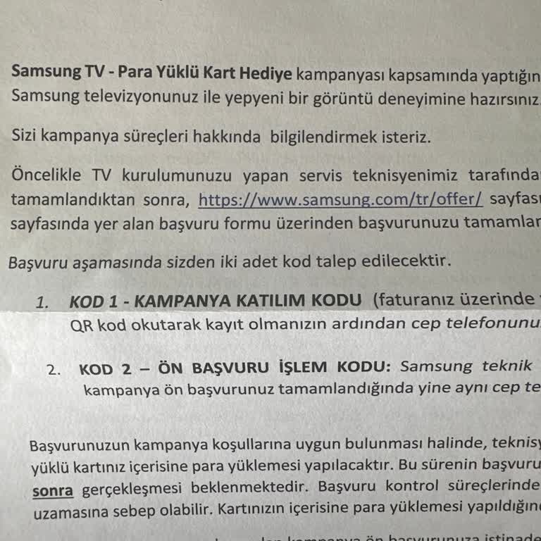 Samsung TV Kampanyasından Yararlanamadık