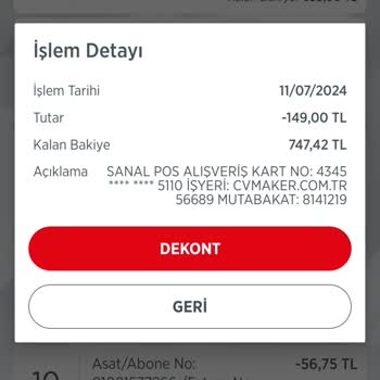CV Maker Hesabımdan Rızam Dışında Para Çekti Kart Bilgilerimi Kaydetti