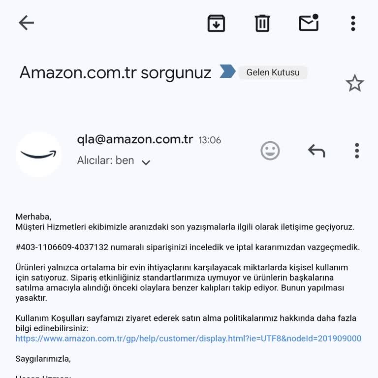 Amazon.com.tr Siparişimi İptal Ediyor