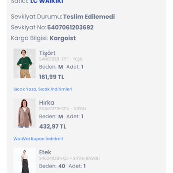 LC Waikiki Kargoist Sakarya Firmasının Sorumsuzluğu