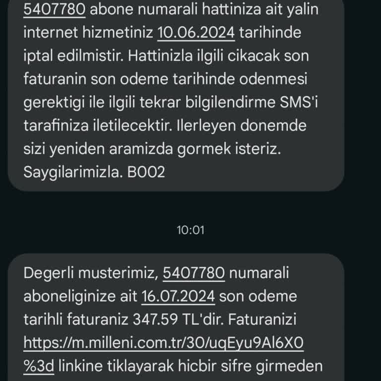 Millenicom'un Aboneliğimi İptal Ettirmeme Rağmen Bana Fatura Kesiyor.