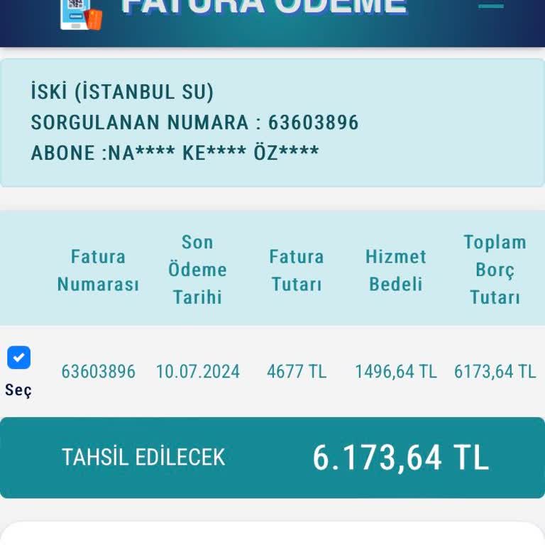 İBB - İstanbul Büyükşehir Belediyesi 6700 Lira Su Faturası