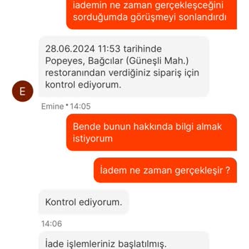 Migros Yemekten İptal Ettiğim Siparişimin İadesini Gerçekleştirmediler