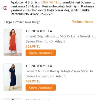 Trendyolmilla İade Ettiğim Ürünlerin Tutarlarını Hesabıma Yatırmıyor