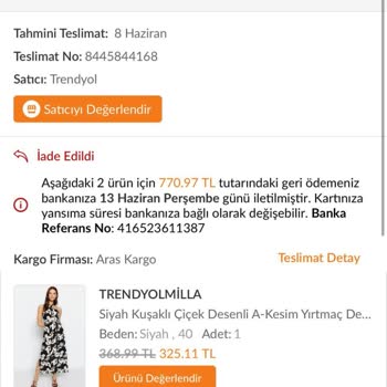 Trendyolmilla İade Ettiğim Ürünlerin Tutarlarını Hesabıma Yatırmıyor
