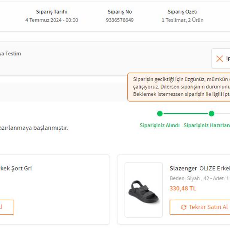 Trendyol'da Slazenger Satıcısından Aldığım Ürünler Kargoya Verilmiyor