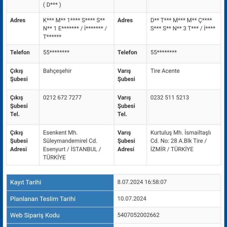 Sürat Kargo Dağıtıma Çıkarılmayan Kargom