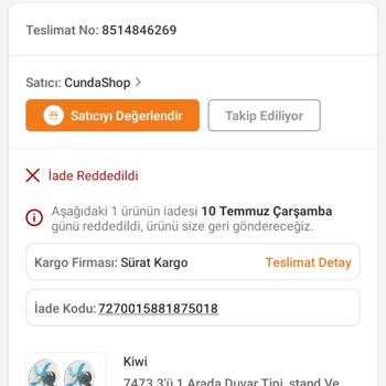 Kiwi.com Trendyol Satıcısı Ve Cunda Shop İademi Reddetti Paramı İade Etmiyorlar