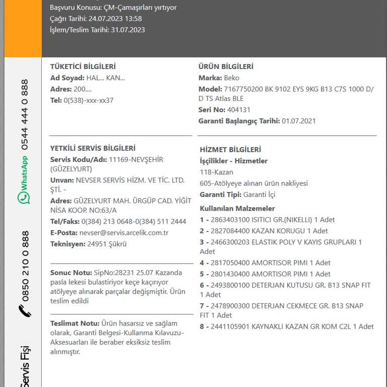 Beko Çamaşır Makinesi Çamaşırları Yırtma Sorunu