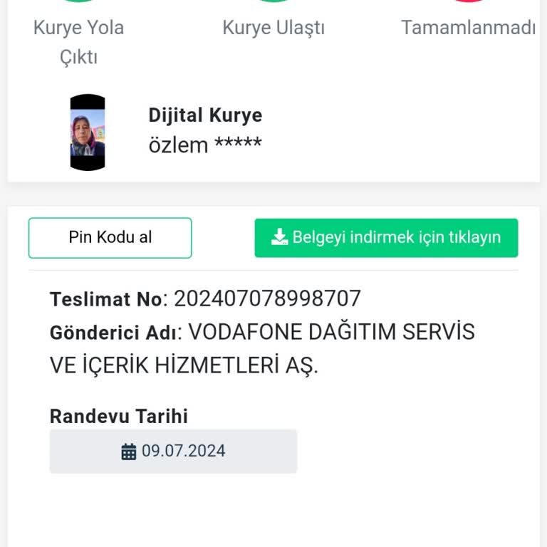 Dijital Kurye Vodafone Hattımı Günlerdir Getirmiyor.