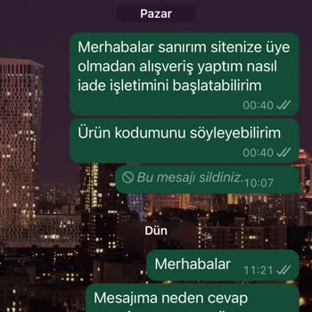 Weswearshop İade Mesajıma Geri Dönülmüyor!