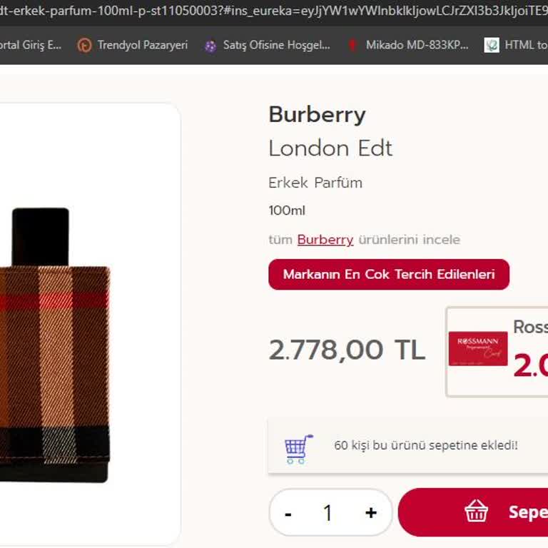 Te-Ha Kozmetik Rossmann'dan Alınan Replika Burberry Parfüm