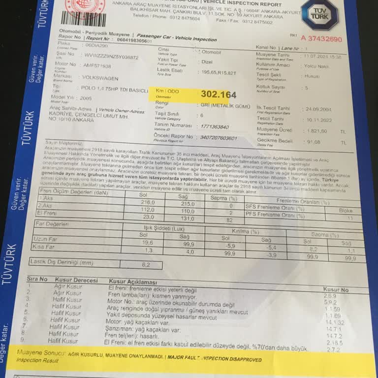 TÜVTÜRK Ağır Kusur Hk.