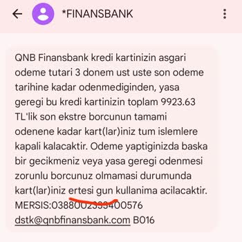 QNB Finansbank Kart Limiti Kısıtlanması