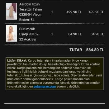 Sefamerve Eksik Ürün Gönderildi