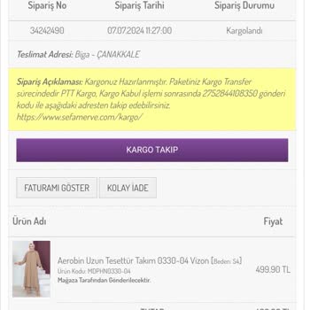 Sefamerve Eksik Ürün Gönderildi