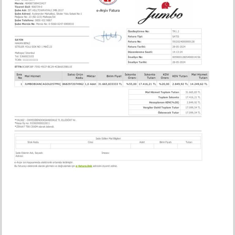 Jumbo Tabak Seti Teslim Sorunu