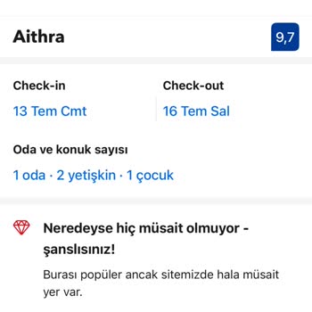 Booking.com Rezervasyon Fiyat Sorunu Hk