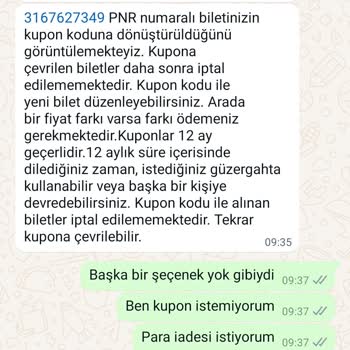 Kamil Koç Bilet İptalinde Paranın Kupona Çevrilmesi.