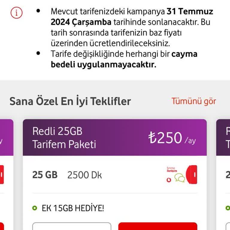 Vodafone Taahhütte Fiyat Eşitsizliği