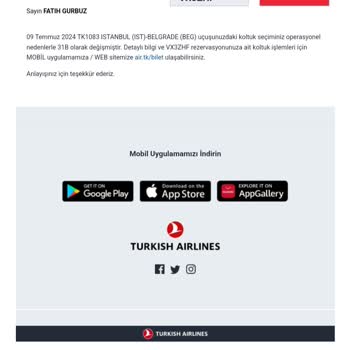 THY 1 Gün Ertelenen Uçuşumuz