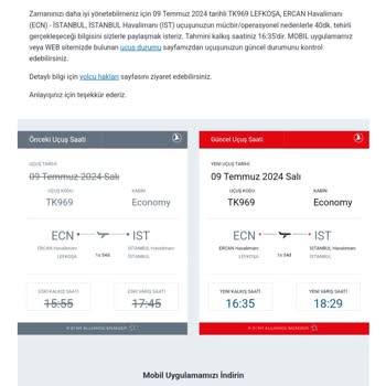 THY 1 Gün Ertelenen Uçuşumuz