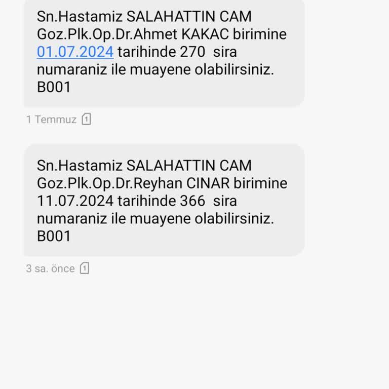 MHRS - 182 Kızıltepe Dh Sinden Yanlış Numaraya SMS Atılıyor