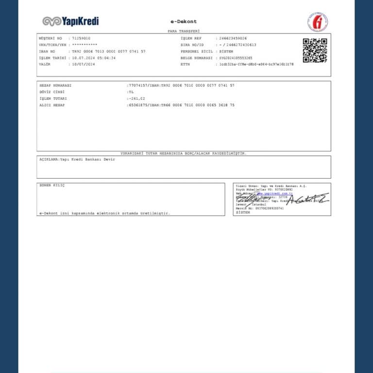 Yapı Kredi Bankası Yapı KB İzinsiz Hesabımdan Para Çekimi.