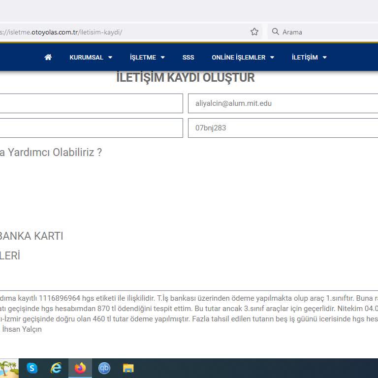 Otoyol A.Ş Otoyol A. Ş. Fazla Çektiği HGS Tutarı İade Etmeyip Susuyor