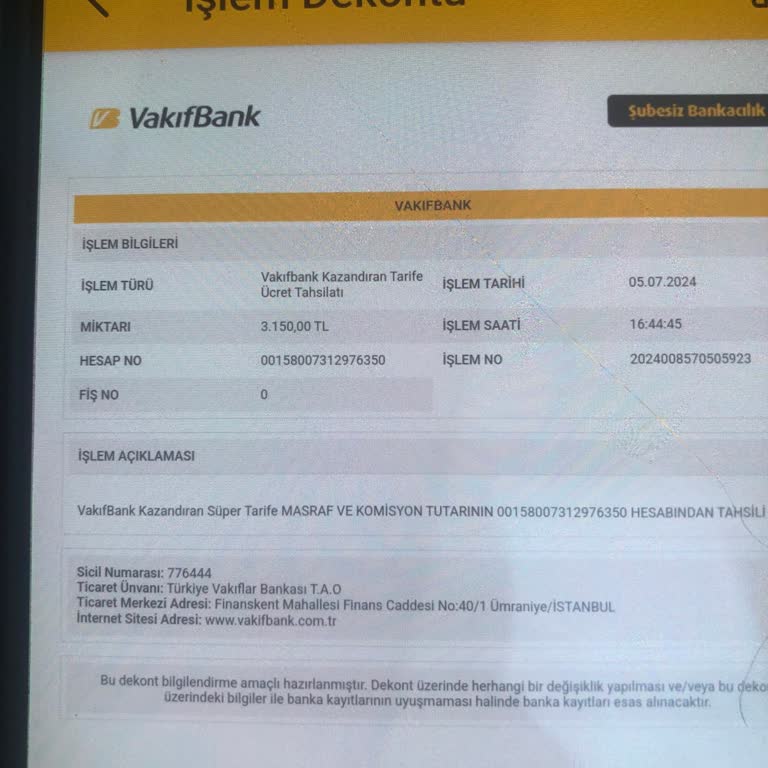VakıfBank İstediğim Dışı Para Kesmiştir