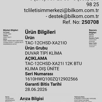 Bilkom TCL Klima Garanti