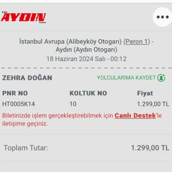 Lüx Aydın Turizm Otobüs Bileti Değişikliği Ve Fiyat Farkı Sorunu