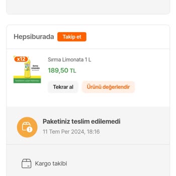 Hepsiburada İptal Edilen Ürün