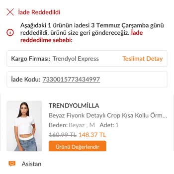 Trendyolmilla Ürünleri İade Etmeme Rağmen Ürünler Kayıp Durumda.