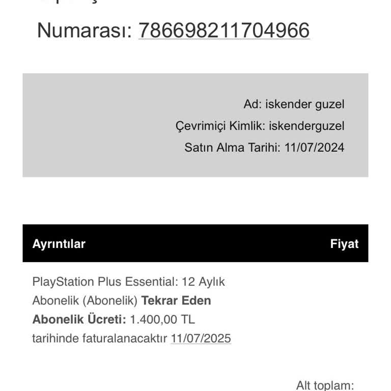 PlayStation Türkiye Anında İptal Edilen Ps Plus Üyelik Ücret İadesi
