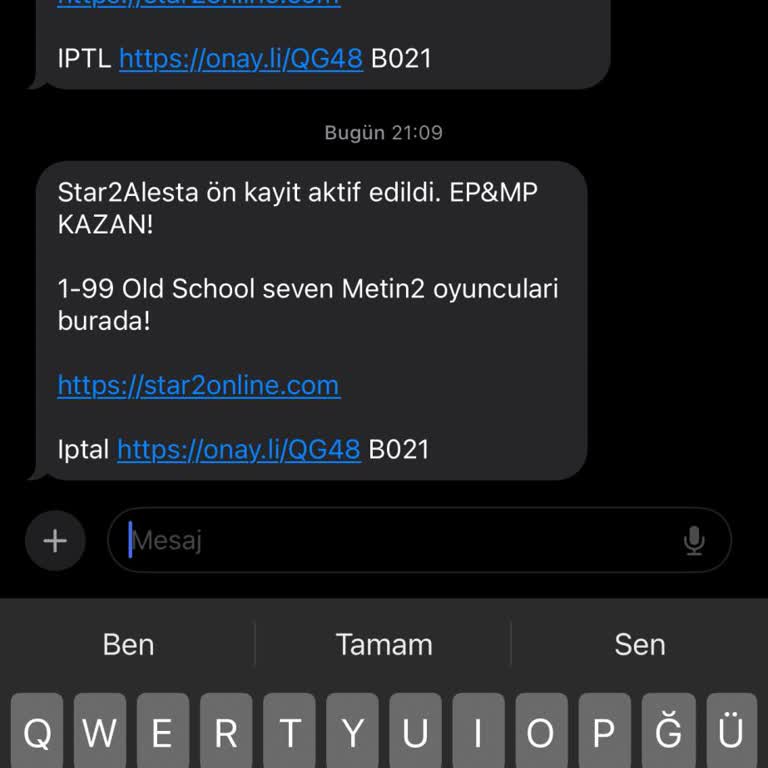 Netgsm Metin2 İzinsiz SMS, M. Koşulan