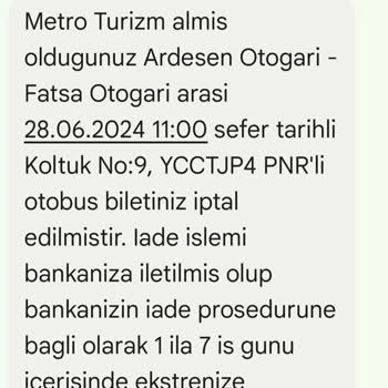 Obilet Bilet İptal İadem Gönderilmedi