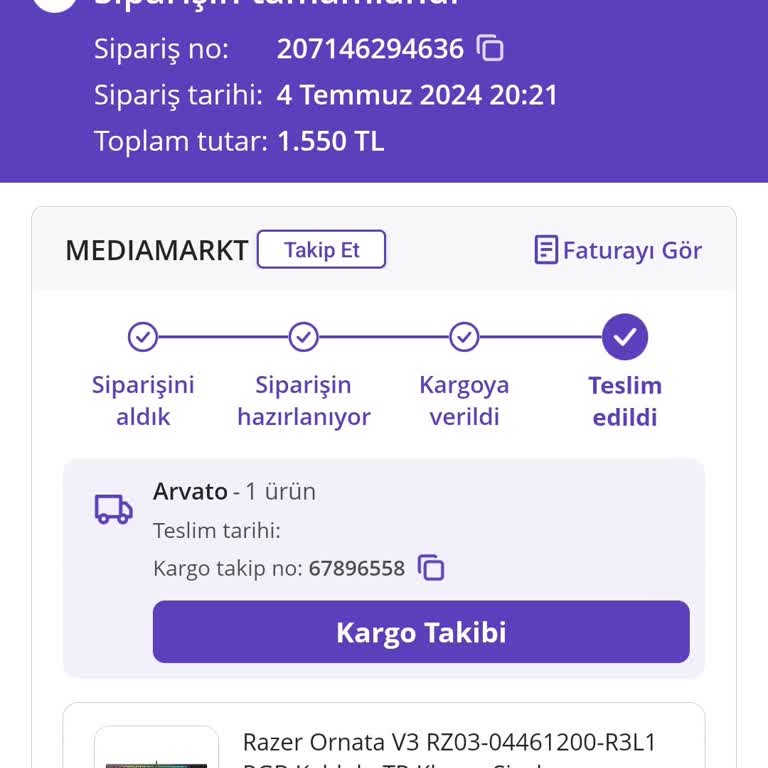 Media Markt 10 Gündür Gelmeyen Teslim Edildi Denen Kargo.